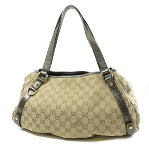 Gucci bag Beige canvas Abbey GG shoulder leather Brown